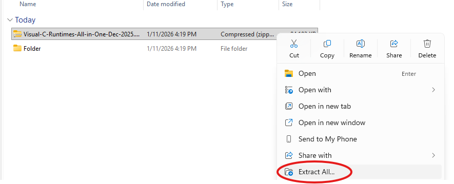 Installing Microsoft Visual C++ Redistributable Runtimes